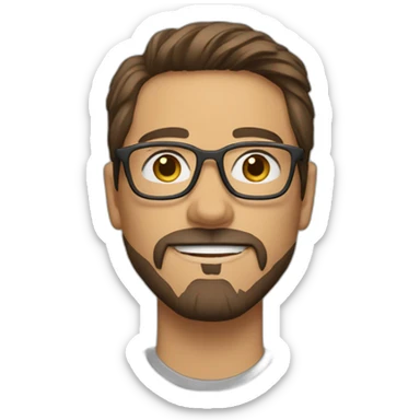 A male person who is light brown have beard like tony stark and wear specs sticker