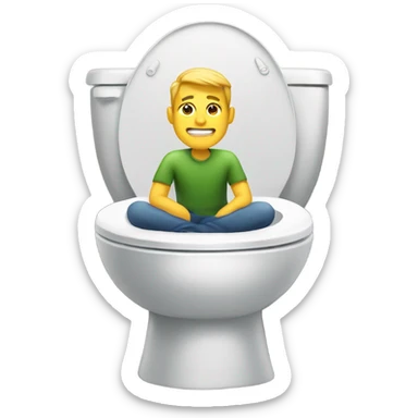 Man sitting on toilet sticker