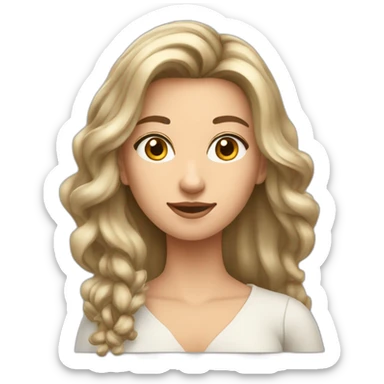 Femme châtain cheveux longs raides sticker