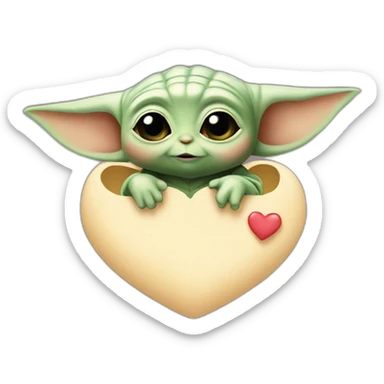 Baby Yoda love Heart sticker