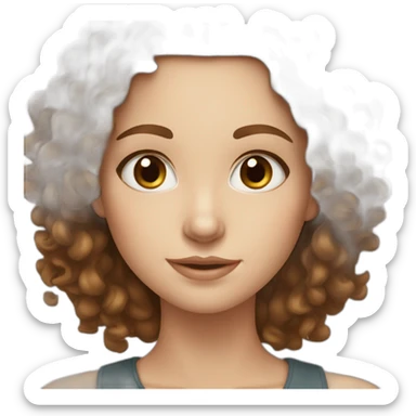beautiful white girl with brown curly hair sticker