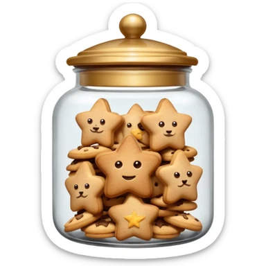 Realistic glass cookie jar with brown lid full of stars cookies sticker