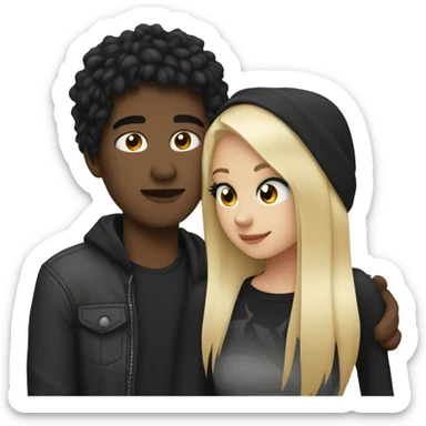 Emo couple hugging  guy with black hair girl with blonde hair sticker