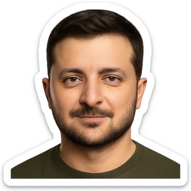 photorealistic emoji style portrait of Vladimir Zelensky with a confident expression sticker