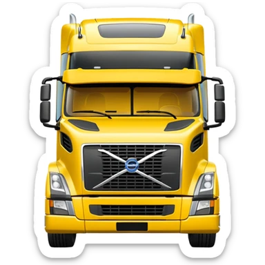 Volvo semi truck bright yellow front view sticker