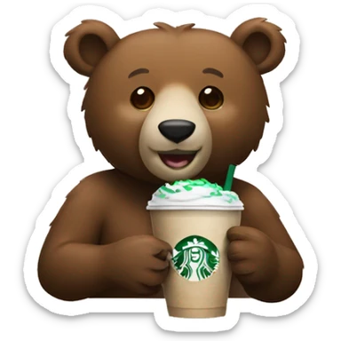 Bear drinking starbucks  sticker