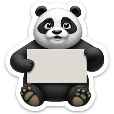 A chubby panda holding a sign that says sad sticker