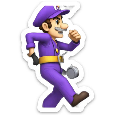Waluigi hijacking a steam locomotive sticker