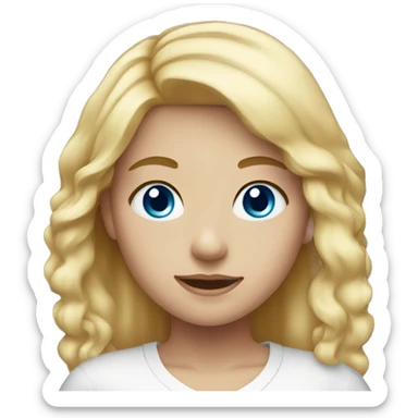 girl with blonde hair blue eyes wearing a white shirt sticker