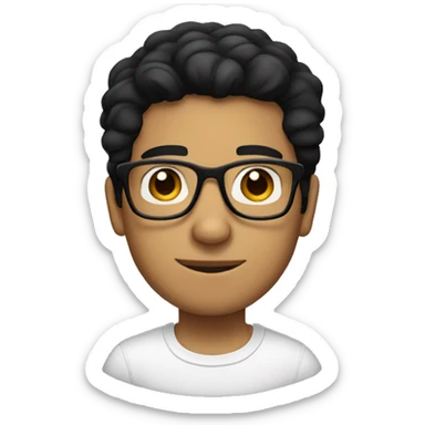 latino Guy with medium black hair and square glasses  sticker