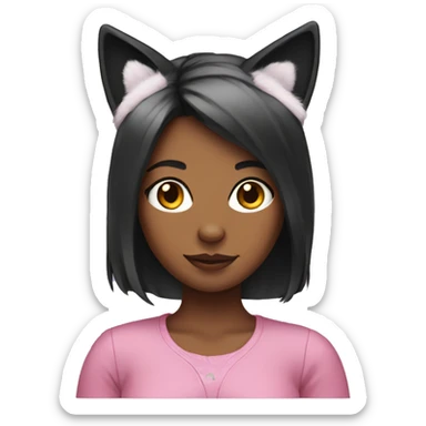 girl wearing cat ears  sticker