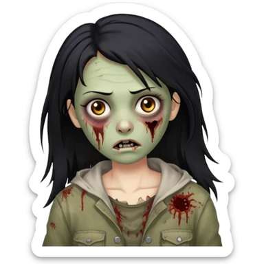 Uma mulher zombie de cabelo preto médio e olho castanho sticker