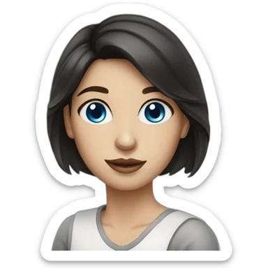 dark haired blue eyed woman painter sticker