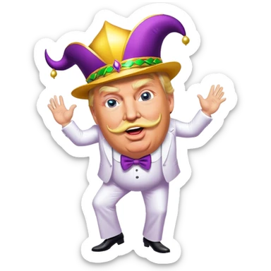Donald trump dancing at Mardi Gras with a large moustache  sticker