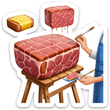 artist painting a SPAM meat landscape  sticker
