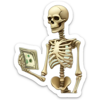 The skeleton gives money sticker