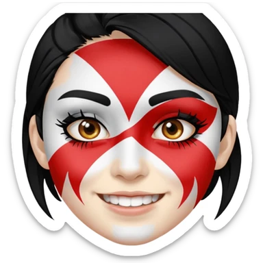 A black hair teen supporter with bold full-face paint, smiling with fierce team spirit. blonde hair sticker