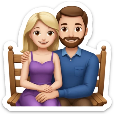 A woman sitting on a man's lap in a wooden chair face to face sticker