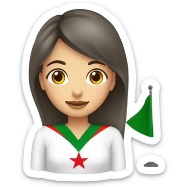 Une femme voilée tenant un drapeau d’Algérie sticker