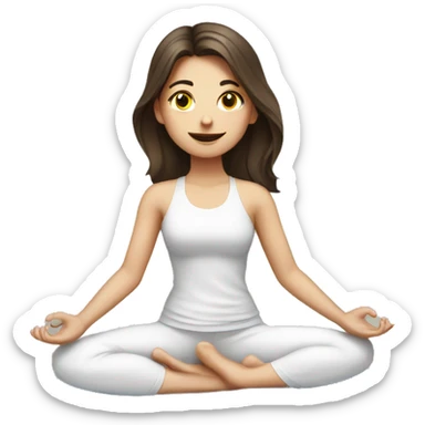 white brunette girl doing yoga sticker