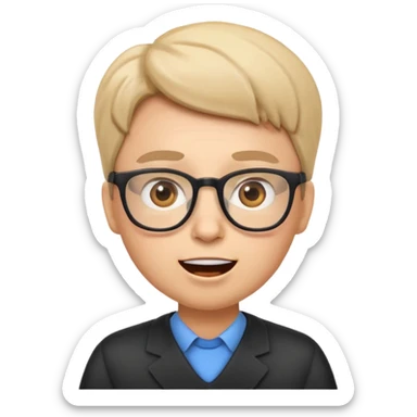 emoji-style face of a teacher character with glasses, professional yet friendly, cartoon-like style, surprised emotion sticker