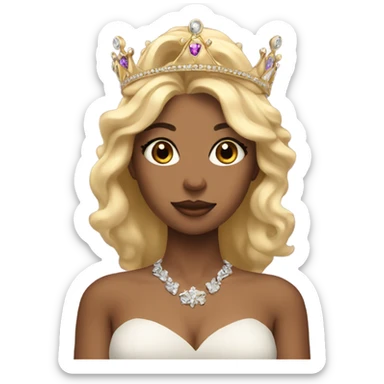 Blonde girl with crown and makeup sticker