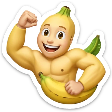 happy banana flexing biceps sticker