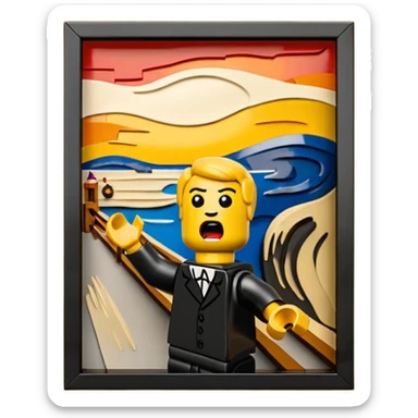 Edvard munch The Scream painting with Lego  sticker