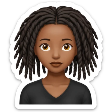 a pretty black girl with black shoulder lengh locs sticker