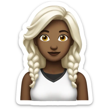 Una chica de cabllo negro y camiseta blanca  sticker