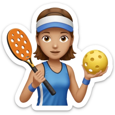 Girl with brown hair playing pickleball sticker