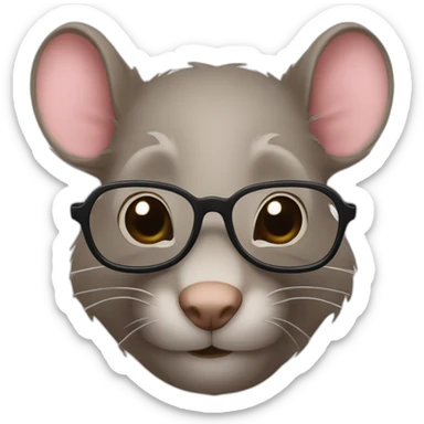 Un rat avec des lunettes et avec des cheveux bruns sticker