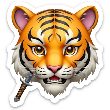 tiger face with sword fantasy game character for Twitch emote sticker