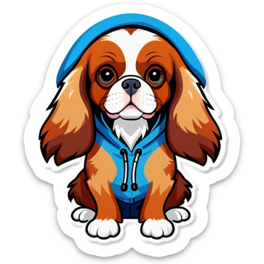 Cavalier, King Charles spaniel wearing a hoodie ￼ sticker