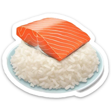 A slice of salmon on rice that smiles sticker
