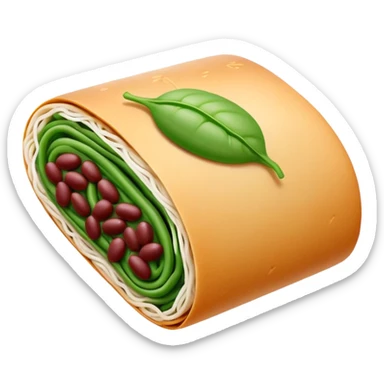 Chengdu Lvdagun green bean roll with red bean paste, simplified emoji style with bold outlines and bright colors, cartoon style Sichuan sweet snack sticker