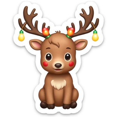 reindeer baby  cute, full body lights whire aropund his head sticker