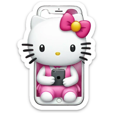 hello kitty with an iphone sticker