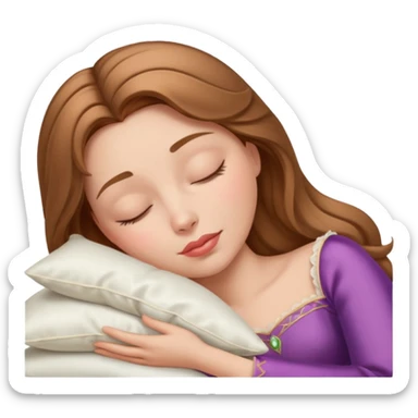 sleeping beauty light brown hair white girl with a silk pillow sticker