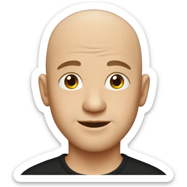 Cute bald man in black shirt sticker
