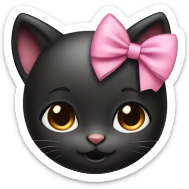 Cute black baby girl kitty with a small pink bow on her head sticker