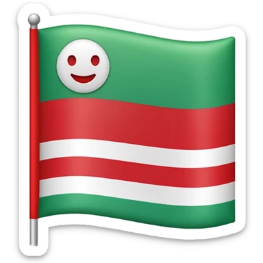 Create a clean emoji-style icon of the flag of the
Square shape, flat vector design, iOS/Unicode emoji style.
Colors:
– top stripe: green
– bottom stripe: red
– thin white horizontal line in the middle.
No text, no symbols, no coat of arms.
Minimalistic, bright, high contrast, emoji-style. sticker