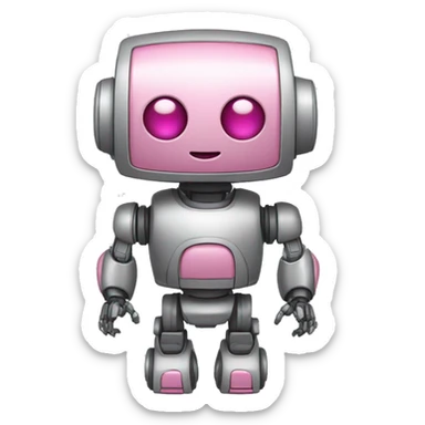 emoji robot gris y rosa simpático de cuerpo entero sticker