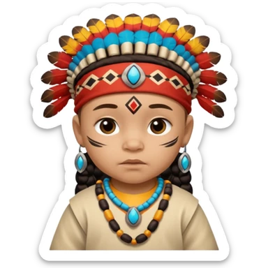 Indiozinho bebê meio branco. com características de índio roupinha de índio rosto também  sticker