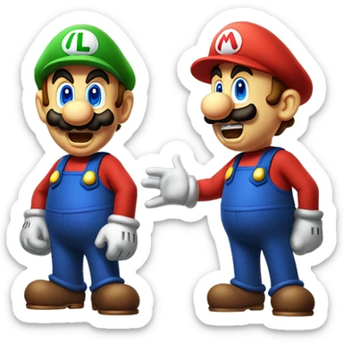 mario and luigi arguing  sticker