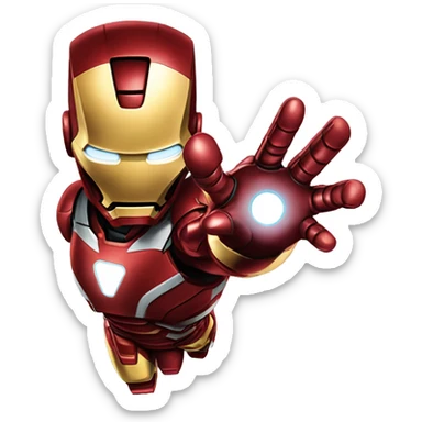 iron man flying diagonally with one arm forward sticker