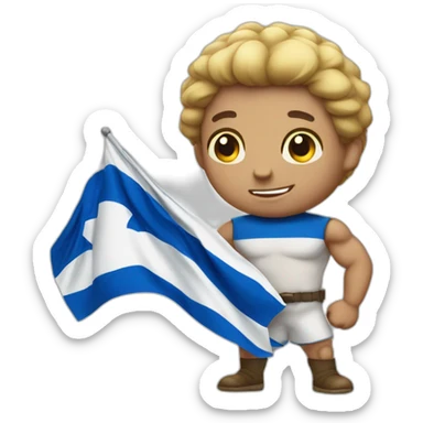 Israel flag in a strong man sticker