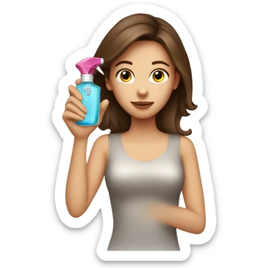 Brown haired Girl spraying perfume  sticker