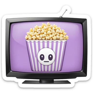 Netflix on a TV screen pale purple qnd popcorn sticker