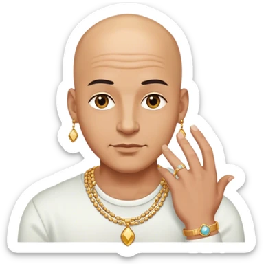 bald man with stylish jewelry sticker